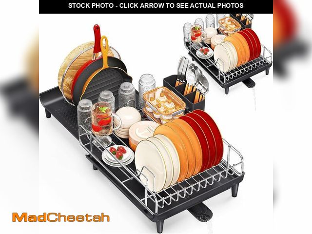 Lot 74-14354806 - TOOLF Expandable Dish Rack, Dish Drying Rack for Kitchen Counter, Foldable Dish Dryer Rack, Stainles...