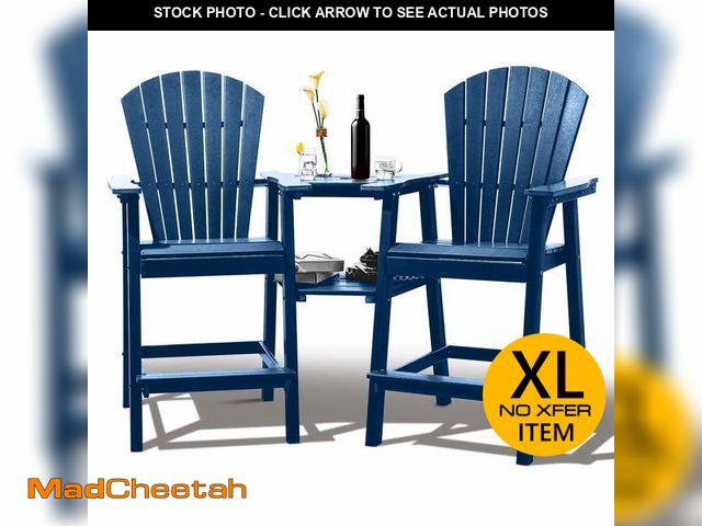 Lot 74-14603762 - Tall Adirondack Chairs Set of 2?HDPE Outdoor Adirondack Barstools with Double Connecting Tray Patio ...