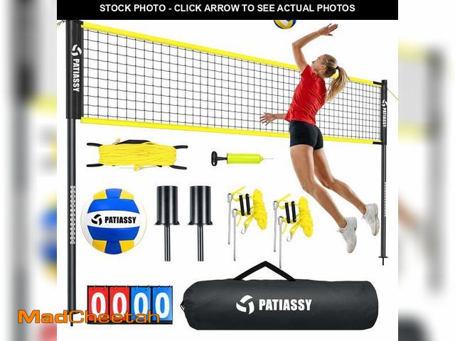 Lot 74-14288384 - Patiassy 32/26/20FT Adjustable Height &amp; Width Portable Volleyball Net Set with Rust-Resistant St...