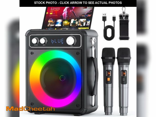 Lot 74-13631603 - VOSOCO Karaoke Machine, Portable Bluetooth Karaoke Speaker with 2 Wireless Microphones, PA System fo...