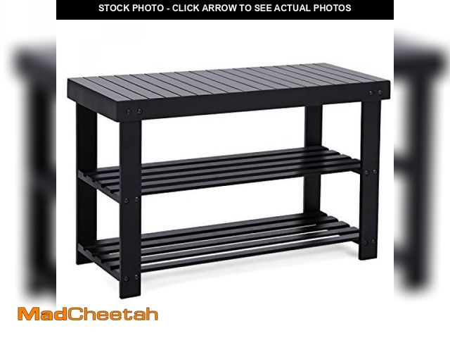 Lot 74-12171001 - SONGMICS Shoe Rack Bench, 3-Tier Bamboo Shoe Storage Organizer, Entryway Bench, Holds Up to 286 lb, ...