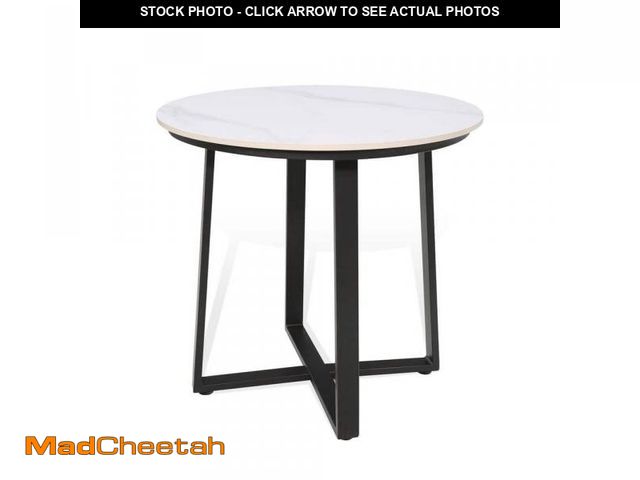 Lot 74-12168567 - PEAK HOME FURNISHINGS STIPA Aluminum Outdoor Side Table with Sintered Stone Tabletop - UNUSED