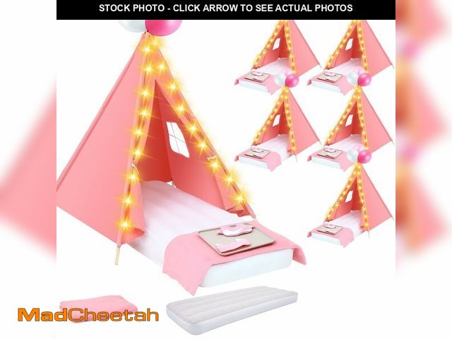 Lot 74-13564733 - Windyun 6 Pack Kids Teepee Tent for Slumber Party Sleepover Tents for Girls Party with Air Mattress,...