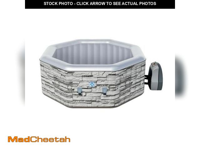 Lot 74-12426362 - Avenli Vermont 3-5 Person Inflatable Hot Tub Spa + Cover  Gray Brick Pattern  Rapid Heating up to 10...