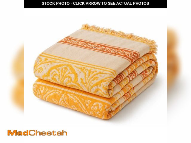 Lot 74-13538952 - 100% Cotton Boho Throw Blanket for Home Decor Ã¢â¬â Classic Farmhouse Quilt Bedding, Muslin Blank...