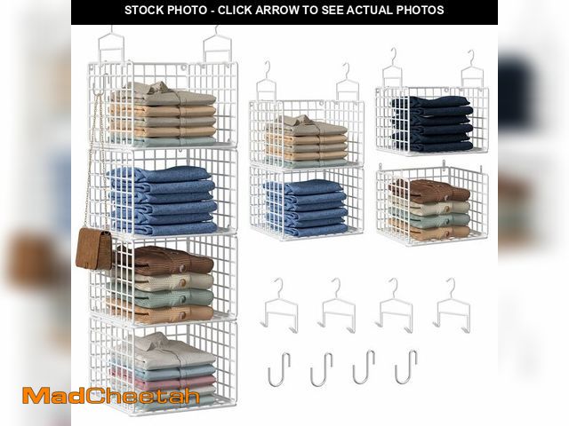 Lot 74-14270829 - Orapoke Hanging Closet Organizer, 4 Tier Metal Closet Organizers and Storage with 4 Hanging Hooks 4 ...