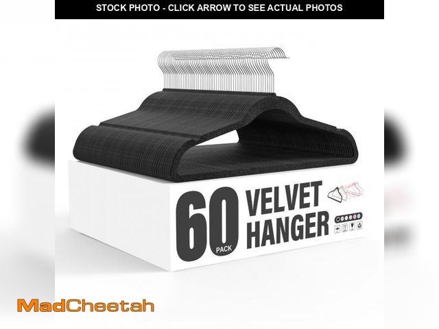 Lot 74-12052174 - Simple Deluxe Velvet Hangers 60 Pack, Non-Slip Clothes Hangers with Shoulder Notches, 360ÃâÃÂ° S...