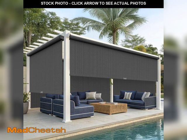 Lot 74-12488483 - Outdoor Roller Shade with Two Operation Mode(No Need Crank), (6'W X 8'H) 420GSM New Material Outdoor...
