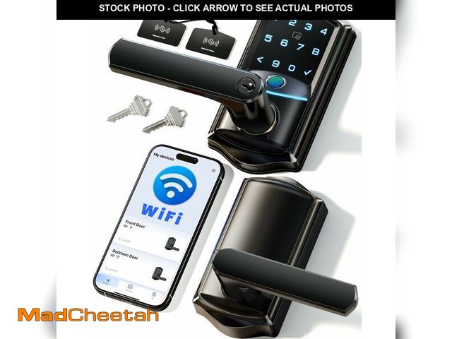 Lot 74-14273762 - Veise VE029 WiFi Smart Lever Lock, Fingerprint Keyless Entry Door Lock with Handle, Built-in WiFi, R...