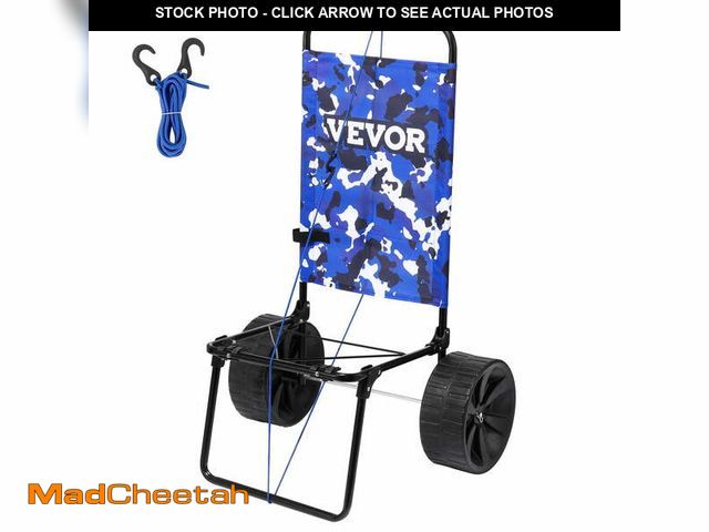 Lot 74-12667605 - VEVOR Beach Dolly with Big Wheels for Sand, 15.4" x 15.7" Cargo Deck, w/ 10" PE Solid Wheels, 69LBS ...