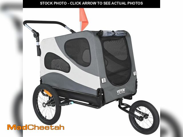 Lot 74-12664769 - VEVOR Dog Bike Trailer, Supports up to 100 lbs, 2-in-1 Pet Stroller Cart Bicycle Carrier, Easy Foldi...