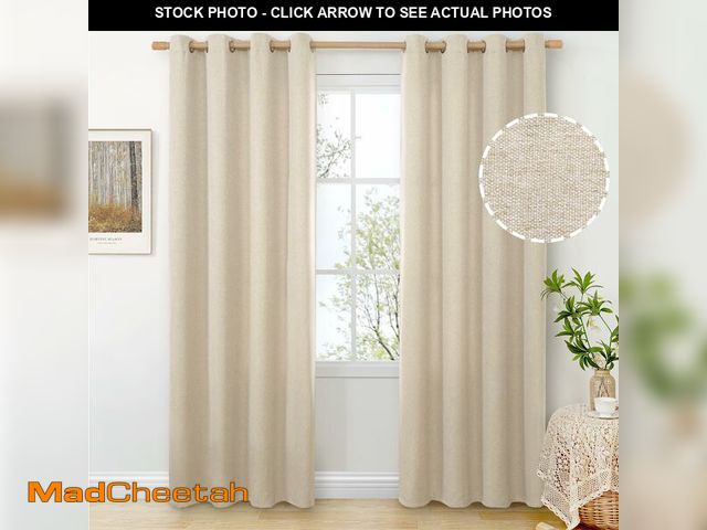 Lot 74-12709919 - BGment Oatmeal Linen Curtains 84 Inch Length 2 Panels Set for Living Room, Sand Semi Sheer Drapes Li...