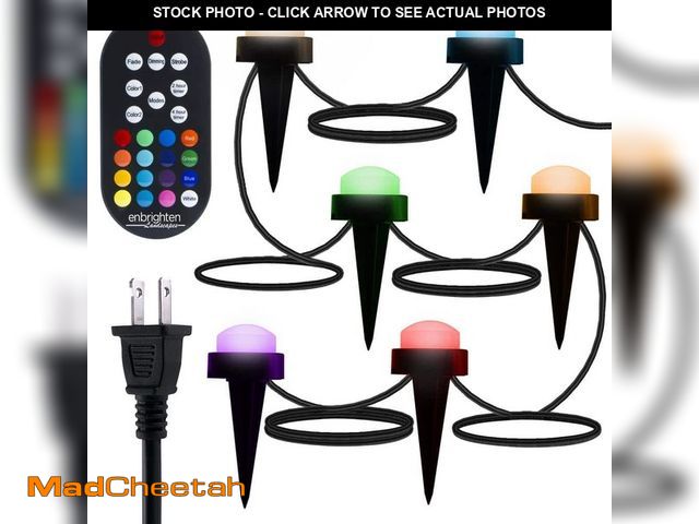 Lot 74-13645888 - Enbrighten Black Color-Changing Outdoor Integrated LED Landscape Path Lights with 2 ft. Spacing (36-...