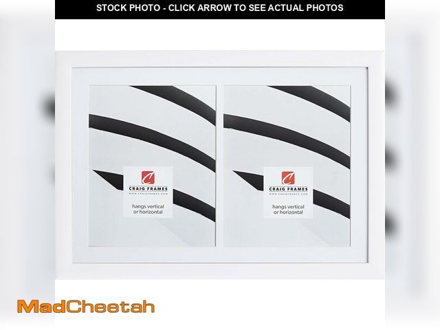Lot 74-12664201 - Craig Frames 12 x 18 Inch White Picture Frame, Single White Collage Mat with 2, 8 x10 Inch Openings ...