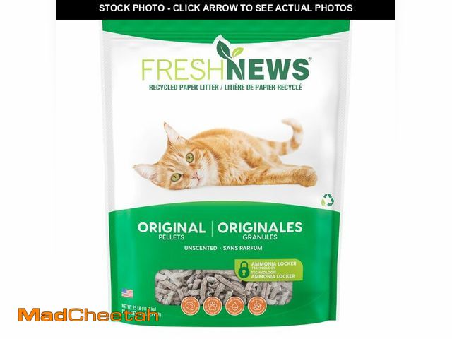 Lot 74-13786233 - Fresh News Recycled Paper Original Pellet Cat Litter, 25 Pound, Non-Clumping, Unscented, Made in USA...