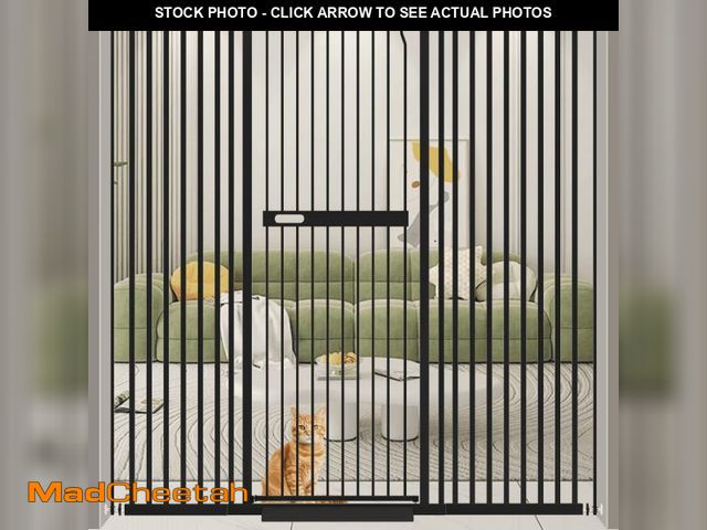 Lot 74-12479311 - Fairy Baby 70.8" Extra Tall Pet Cat Gate 29.99-61.43" Wide Pressure Mounted Walk Through Black Metal...