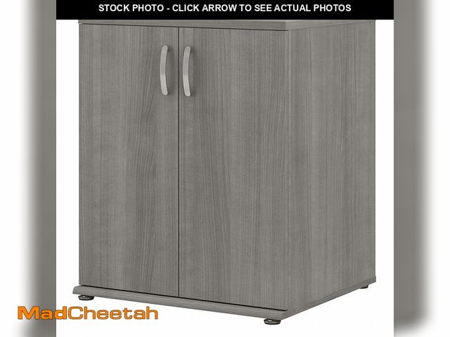 Lot 74-13580074 - Bush Business Furniture Universal Floor Storage Cabinet with Doors and Shelves in Platinum Gray, Ver...