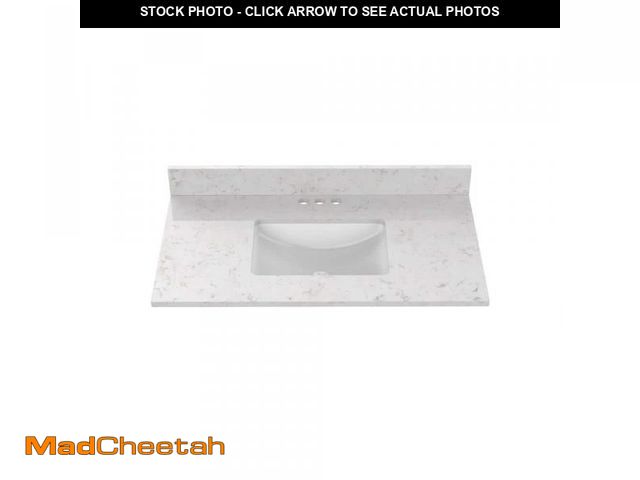 Lot 74-12175457 - Home Decorators Collection 37 in. W x 22 in D Quartz white Rectangular Single Sink Vanity Top in Sno...
