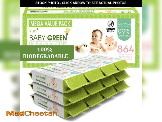 Lot 74-11559415 - Yugi Green Baby Wipes ? Unscented, Compostable, Biodegradable, Plant-Based, Fragrance-Free, for Sens...