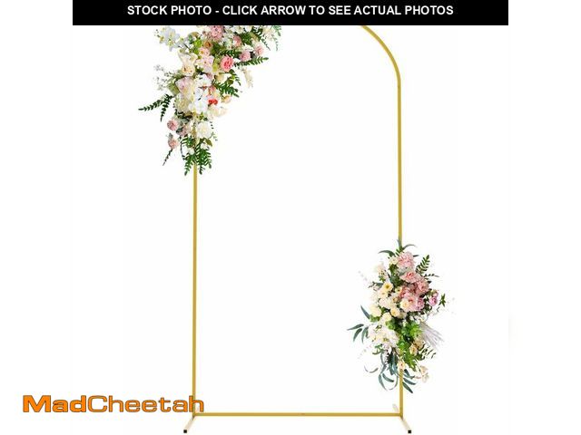 Lot 74-14341589 - Wokceer 7.2 FT Wedding Arch Backdrop Stand, Gold Metal Arch Backdrop Stand for Wedding Ceremony Birt...