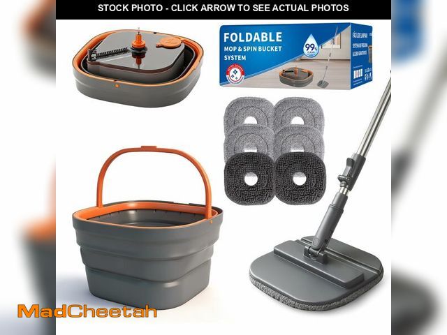 Lot 74-14265867 - Collapsible Mop and Bucket Set, Spin Mop with Separate Dirty and Clean Water, 6 Replaceable Mopping ...