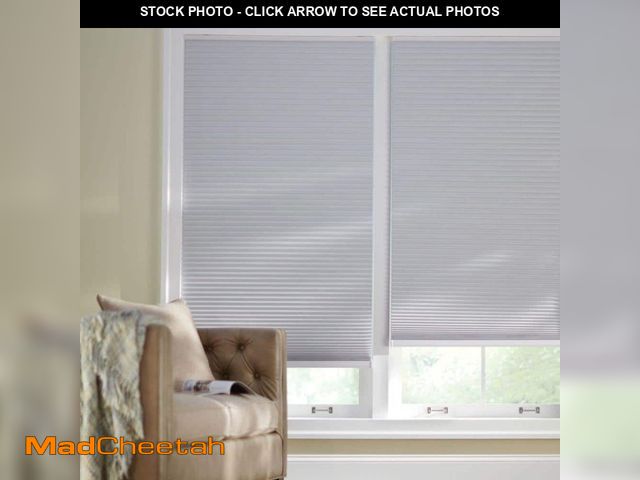 Lot 74-12585193 - (MISSING HARDWARE) Shadow White 9/16 in. Cordless BO Fabric Cellular Window Shades-36.375 in. W x 64...