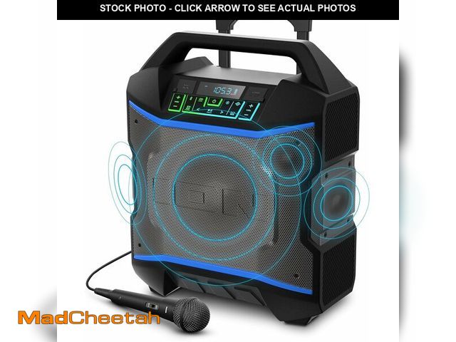 Lot 74-14203057 - ION Block Rocker - Portable Bluetooth Outdoor Party Speaker with Karaoke Microphone, Battery, 4 Spea...