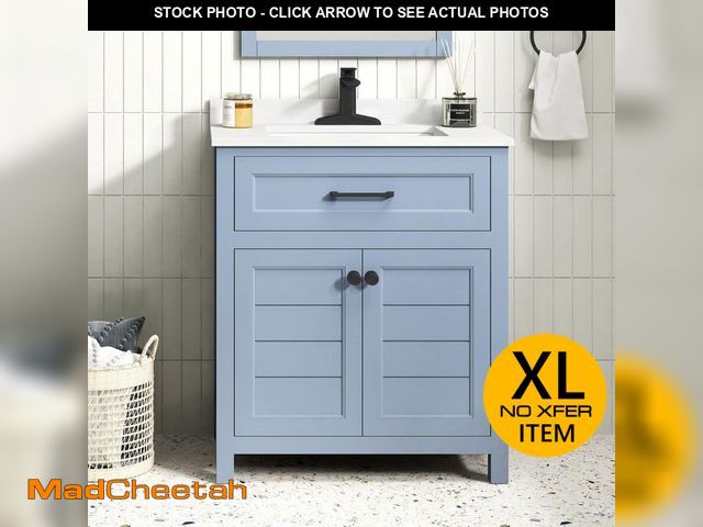 Lot 74-13018853 - Home Decorators Collection Hanna 30 in. Single Sink Spruce Blue Bath Vanity with White Engineered St...