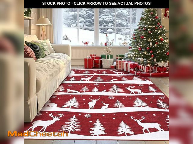 Lot 74-13041427 - IDEALHOUSE Red 5x7 Area Rugs for Living Room, Washable Rug for Home Decor, Soft Low Pile Christmas R...