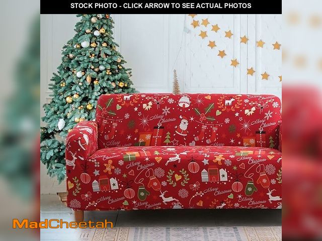 Lot 74-13041563 - Mybedsoul Christmas Printed Sofa Cover Santa Claus Elastic Couch Cover Machine Washable Christmas Th...