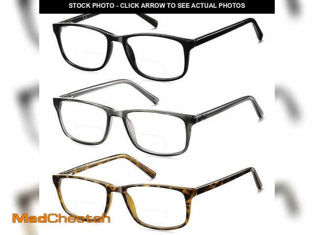 Lot 74-14061036 - Kafirlo Bifocal Reading Glasses Women Men Blue Light Prescription Computer Reader Clear Top Wide Ful...