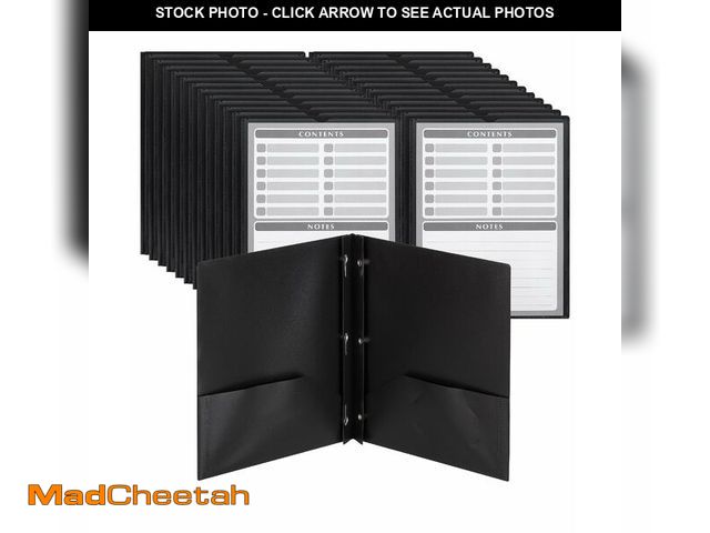 Lot 74-13546258 - Mr. Pen- Black Plastic Folders with Pockets and Prongs, 24 Pack, Letter Size, Black Flexible Plastic...