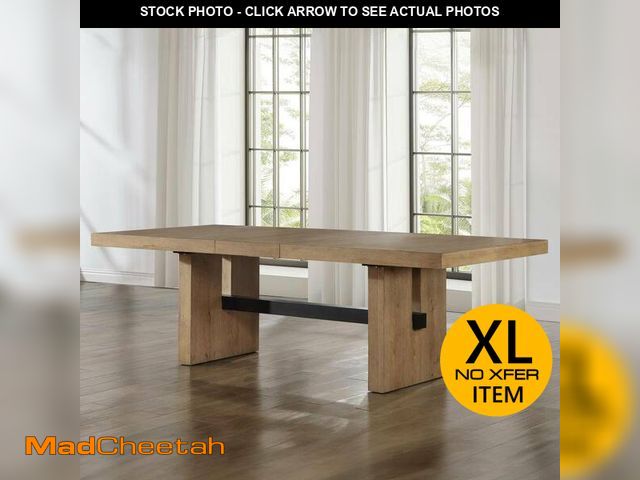 Lot 74-14392453 - Steve Silver Aubrey Brown Wood 78 in. Trestle Base Dining Table Seats 10 with 18 in. Leaf - UNUSED