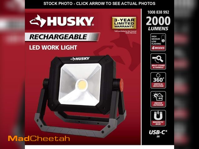 Lot 74-13798794 - Husky 2000 Lumens Rechargeable LED Work Light - UNUSED