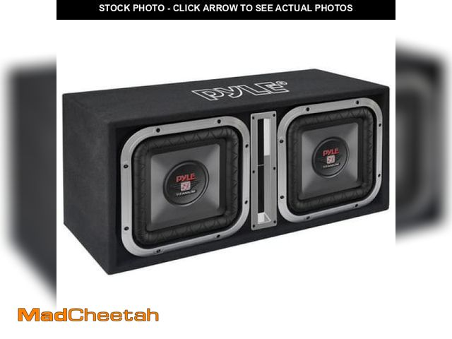 Lot 74-12159649 - Pyle Dual Subwoofer Box System, 12-Inch, 2 X 1200W, Rear Vented Design with Santoprene Surround - Bl...