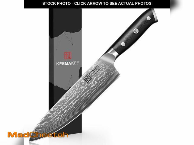 Lot 74-14428068 - KEEMAKE Damascus Chef Knife, 8 Inch Kitchen Knife, 67 Layers Damascus Knife Professional Kitchen Kni...