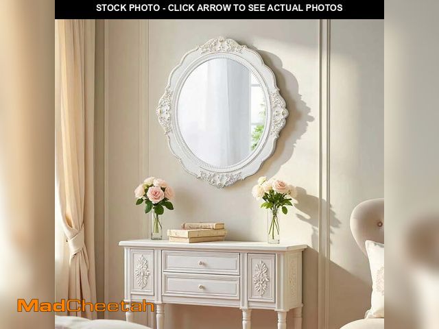 Lot 74-14070045 - Sintosin 24" Vintage White Round Mirror - Distressed Farmhouse Wall Decor for Bathroom, Bedroom &amp...
