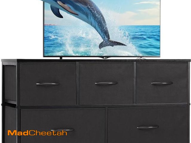 Lot 74-12367818 - Sweetcrispy Dresser for Bedroom, TV Stand, 5-Drawer Fabric Storage Cabinet, Console Table, Entertain...