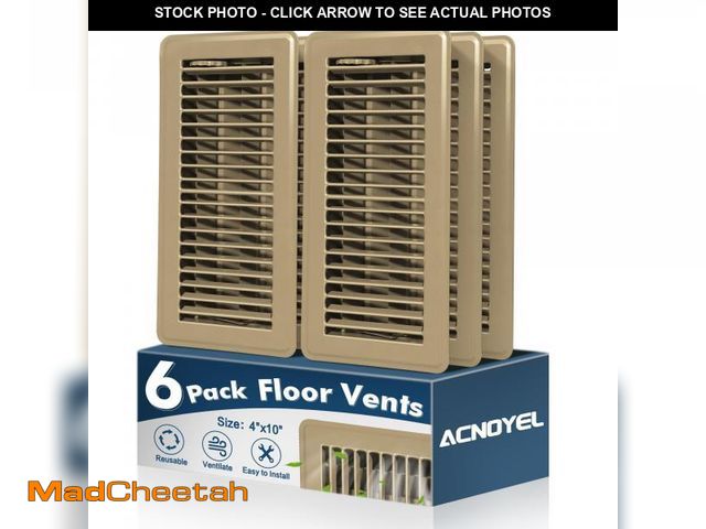 Lot 74-12302602 - 4" x 10" Floor Register, 6 Pack Floor Vent Covers, Heavy Duty Steel Walkable Air Vents Covers for Ho...