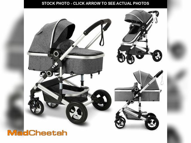 Lot 74-13818772 - AILEEKISS 3-in-1 Convertible Baby Stroller with Big Seat and Adjustable Canopy, 24 Pound, Dark Grey ...