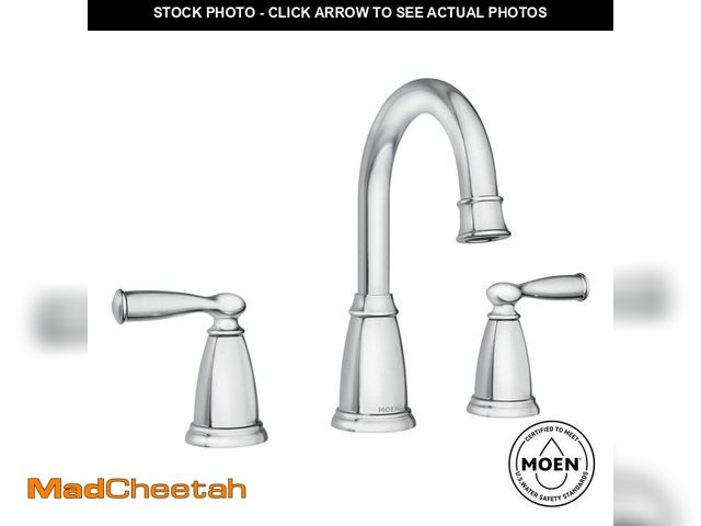 Lot 74-13039160 - MOEN Banbury 8 in. Widespread Double Handle High-Arc Bathroom Faucet in Chrome (Valve Included) - UN...