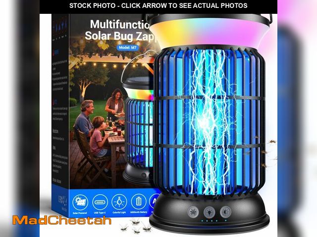 Lot 74-14152608 - Sayneep Solar Bug Zapper Outdoor, Powerful 4200V Electric Mosquito Zapper with Upgraded Mosquito Att...