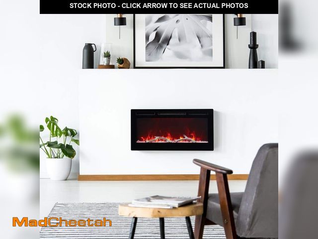 Lot 74-12584632 - EDYO LIVING 36 in. Wall Mount and Recessed Electric Fireplace in Black - UNUSED