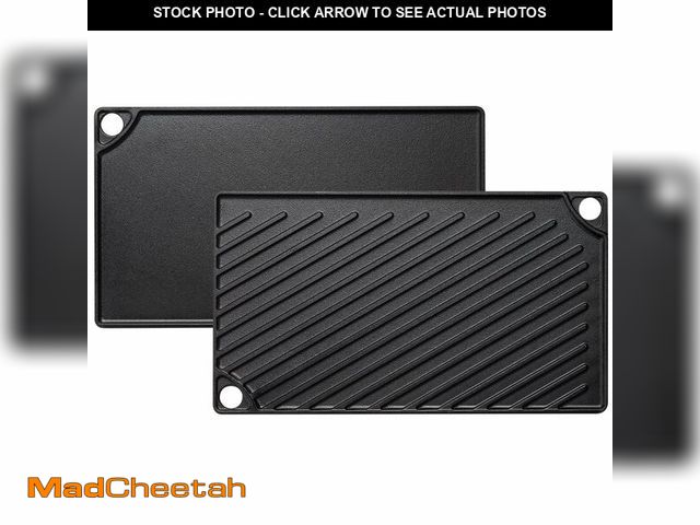 Lot 74-13568829 - EWFEN Reversible Grill/Griddle, 16.7x9.5'' Pre-Seasoned Cast Iron Griddle Pan, Double Burner Cookwar...