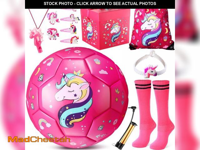 Lot 74-12436855 - Halloscume 13 Pcs Unicorn Soccer Ball Gift Set Includes Size 3 Unicorn Cartoon Soccer with Pump Draw...