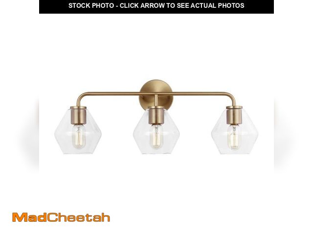 Lot 74-13822572 - Generation Lighting Jett 26 in. 3-Light Satin Brass Modern Transitional Dimmable Wall Bathroom Vanit...