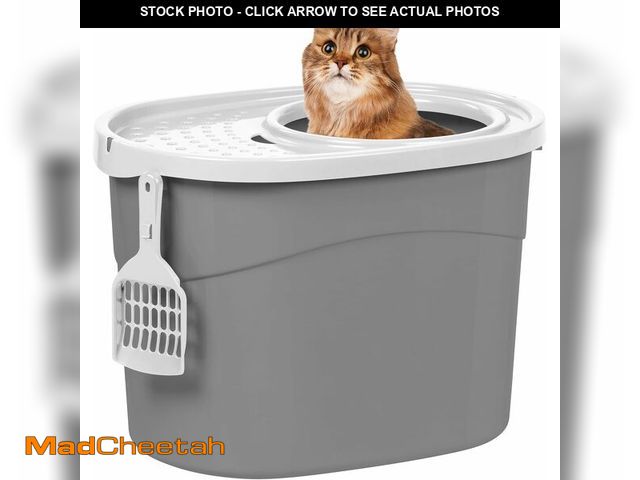 Lot 74-13041447 - IRIS USA Top Entry Cat Litter Box, Large Enclosed with Litter Catching Lid and Scoop, Dog Proof, Cat...