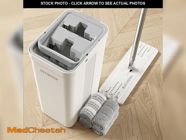 Lot 74-13626399 - JOYMOOP Mop and Bucket Set with Wringer, Flat Mops for Floor Cleaning, Wall Mop Cleaner with Long Ha...