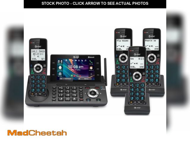Lot 74-13566390 - AT&amp;T 4-Handset DECT 6.0 Cordless Home and Business Phone with Answering Machine, 5" Color Displa...