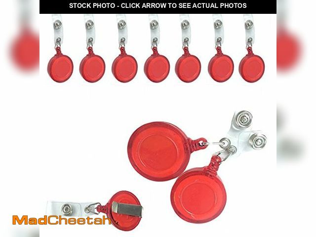 Lot 74-13539589 - 50 Pcs Per Pack New ID Badge Holder Reel Retractable Key Clip Wholesale Price Red - UNUSED
